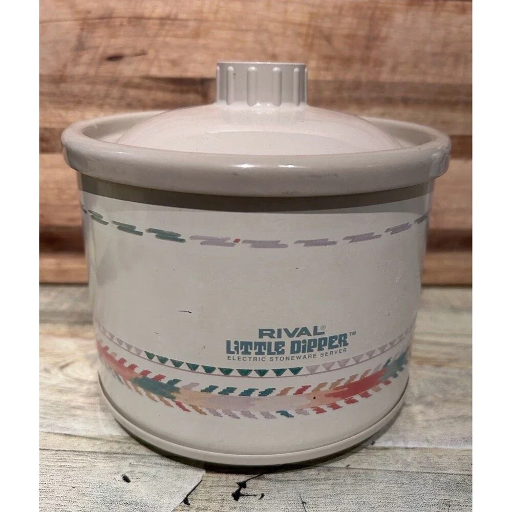 Rival Little Dipper Mini Crock Pot #3204 w/Lid Southwest Design Stoneware Server
